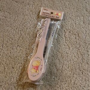 Disney Pink Spoon and Chopsticks Set with Pooh